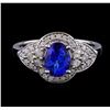 Image 2 : 1.40 ctw Tanzanite and Diamond Ring - 14KT White Gold