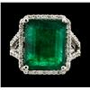 Image 2 : 7.70 ctw Emerald and Diamond Ring - 14KT White Gold