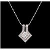 Image 2 : 0.53 ctw Diamond Pendant With Chain - 14KT White Gold