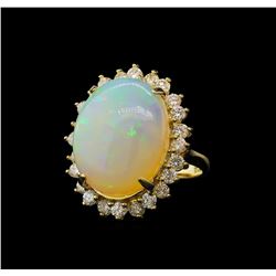 9.37 ctw Opal and Diamond Ring - 14KT Yellow Gold