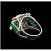 Image 3 : 1.64 ctw Diamond and Emerald Ring - Platinum