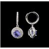 Image 2 : 14KT White Gold 2.83 ctw Tanzanite and Diamond Earrings