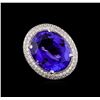 Image 2 : 18KT White Gold GIA Certified 30.19 ctw Tanzanite and Diamond Ring