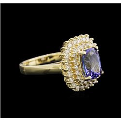 2.41 ctw Tanzanite and Diamond Ring - 14KT Yellow Gold