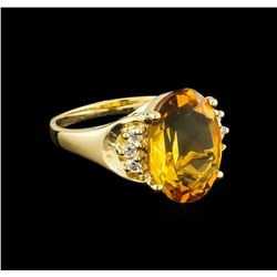 4.72 ctw Citrine and Diamond Ring - 14KT Yellow Gold