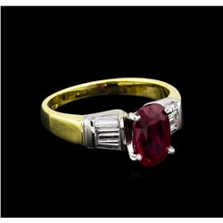 1.99 ctw Ruby and Diamond Ring - 18KT Two-Tone Gold