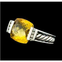 David Yurman 3.00 ctw Orange Citron and Diamond Ring - Sterling Silver