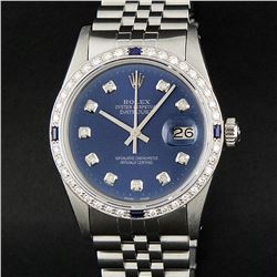 Rolex Stainless Steel Blue Diamond and Sapphire DateJust Men's Watch