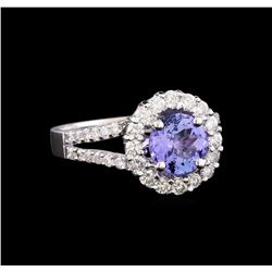 14KT White Gold 1.63 ctw Tanzanite and Diamond Ring