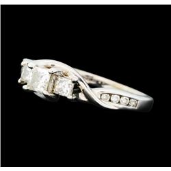 0.50 ctw Diamond Three Stone Ring - 10KT White Gold