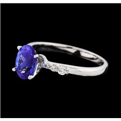 1.30 ctw Tanzanite and Diamond Ring - 14KT White Gold