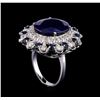Image 4 : 18.73 ctw Sapphire and Diamond Ring - 14KT White Gold
