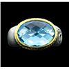 Image 2 : David Yurman Oval Blue Topaz Ring - Sterling Silver and 18KT Yellow Gold