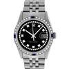 Image 2 : Rolex Mens SS Black String VVS Diamond And Sapphire Datejust Wristwatch