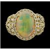 Image 2 : 3.65 ctw Opal and Diamond Ring - 14KT Yellow Gold