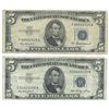 Image 1 : 1953 $5 Silver Certificate Currency Lot of 2