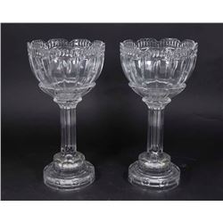 Pair Boudoir Crystal Glass Lamps