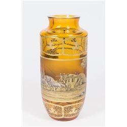 Amber Glass Art Deco Moser Decorated Vase