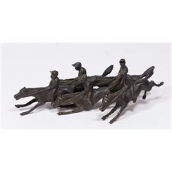 5 Bronze Jockeys on Horses