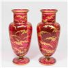 Image 5 : Pair Moser Cranberry Glass Portrait Vases