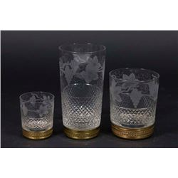 Lot Etched & Cut Glasses