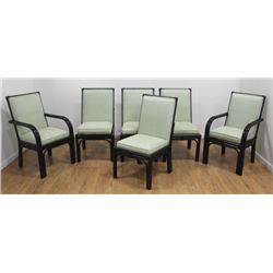 6-Piece Martin Black Lacquer Rattan Side Chairs