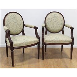 Pair Louis XVI Style Beechwood Fauteuils