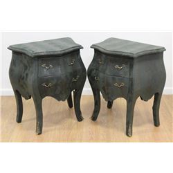 2 French Style Cloth Covered Night Stands