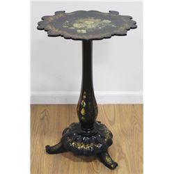 Small Victorian Black Lacquer Painted Side Table