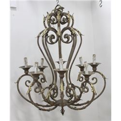 8-Arm Gilt Metal Chandelier