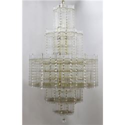 :1970s Gilded Brass 50-Light Crystal Chandelier