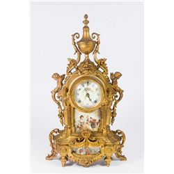 French Style Gilt Metal Figural Clock