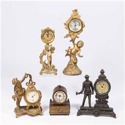 Lot 5 Metal Clocks-3 with Cherubs