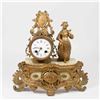 Image 1 : French Gilt Metal & Onyx Figural Mantel Clock