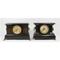 2 Victorian Wooden Mantel Clocks