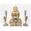 Image 1 : 3-Piece Brass & Enamel Clock Set
