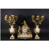 Image 1 : 3-Piece Gilt Bronze & Marble French Clock Set