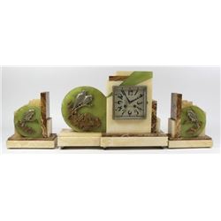 :3-Piece French Art Deco Clock Set
