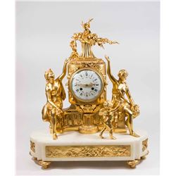 Dore Bronze Figural Louis XVI Style Figural Clock