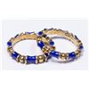 Image 1 : Pair 14K Gold & Blue Enamel Rings