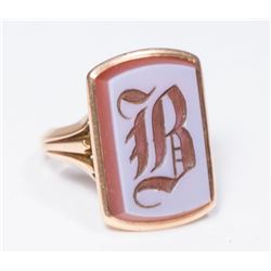 Unmarked 14K Gold Men's Initial Cameo Ring