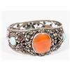 Image 1 : Silver Bracelet with Turquoise & Carnelian Stones