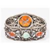 Image 3 : Silver Bracelet with Turquoise & Carnelian Stones