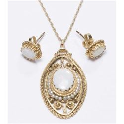 :3-Piece 14K Gold & Opal Set