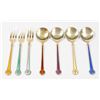 Image 1 : Lot of 7 Enameled Sterling Silver Spoons & Forks