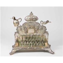 Early German Silver Judaica Chanukah Lamp