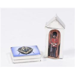 :Silver Vesta & Sterling Silver Masonic Pill Box