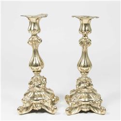 Pair Polish Norblin Silverplated Candlesticks