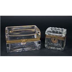 2 Gilt Metal & Glass Caskets