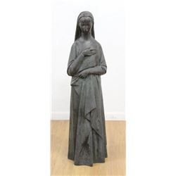 :Standing Bronze Sculpture of Woman in Robes